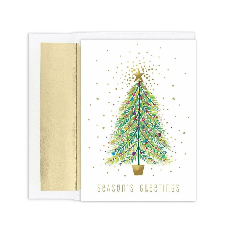 Masterpiece Studios Holiday Christmas Cards Foil-Lined Envelopes, Sparkle Tree